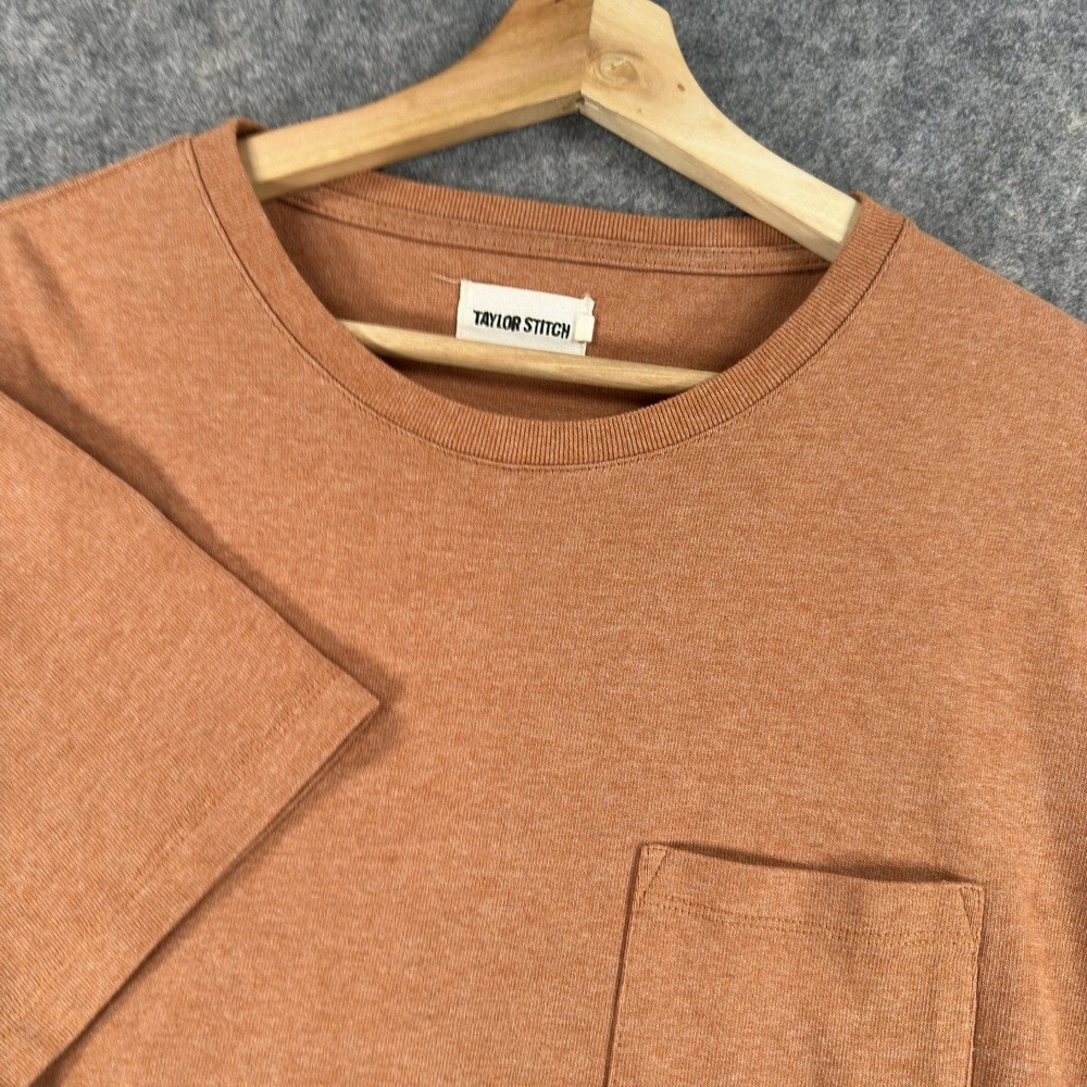Taylor Stitch Shirt Mens 42 Orange Pocket Crew Neck Short Sleeve Recycled Tee